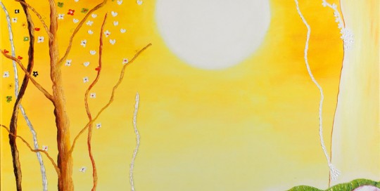 Regalando (70 x 70 cm) Óleo sobre Lienzo.